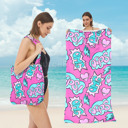折疊二合一沙灘浴巾單肩挎包