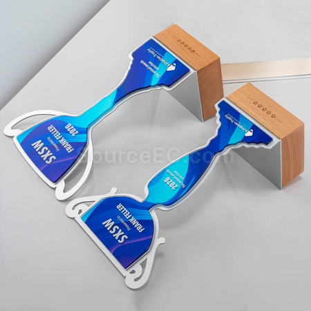禮品訂造實木金屬獎座紀念品