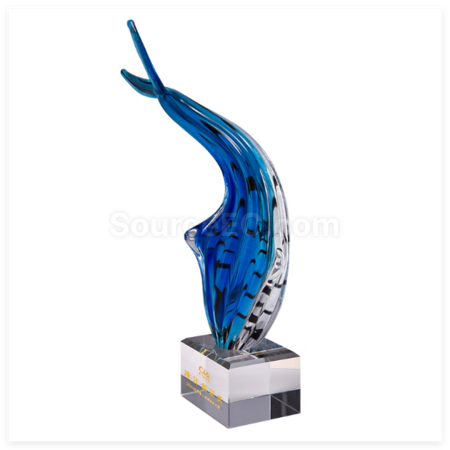 禮品訂造琉璃鯨魚水晶獎座紀念品
