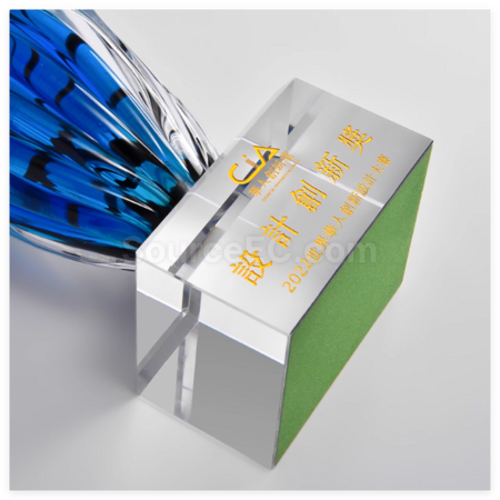 禮品訂造琉璃鯨魚水晶獎座紀念品