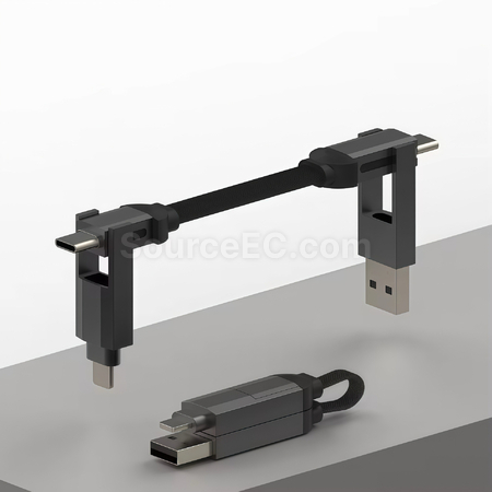 禮品訂造磁吸四合一數據線鑰匙扣紀念品