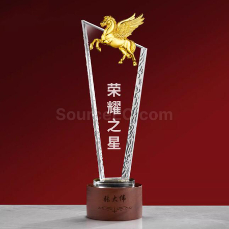 禮品訂造馬年水晶獎座紀念品