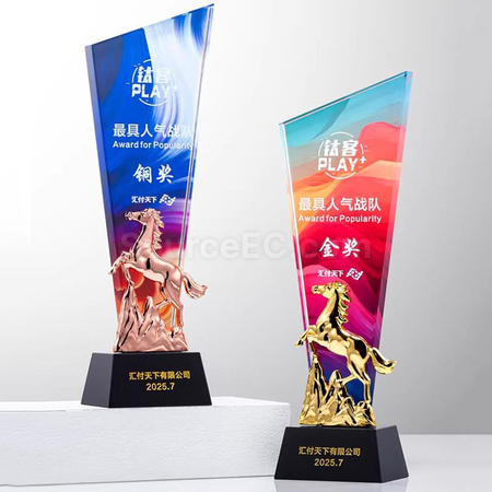 禮品訂造馬年水晶獎座紀念品