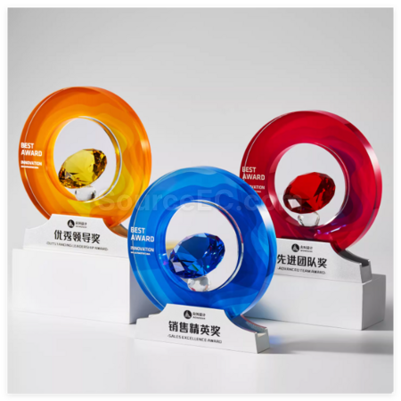 禮品訂造創意鑽石水晶獎座紀念品