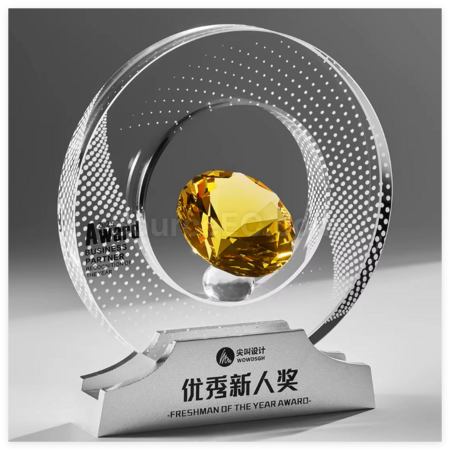 禮品訂造創意鑽石水晶獎座紀念品