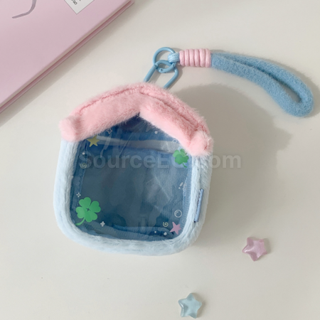 禮品訂造毛絨小房子透明娃包收納包紀念品