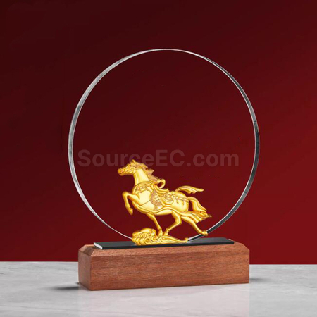 禮品訂造馬年水晶獎座紀念品