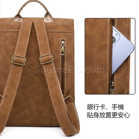 禮品訂造日韓風優雅電腦PU磨砂雙肩包紀念品
