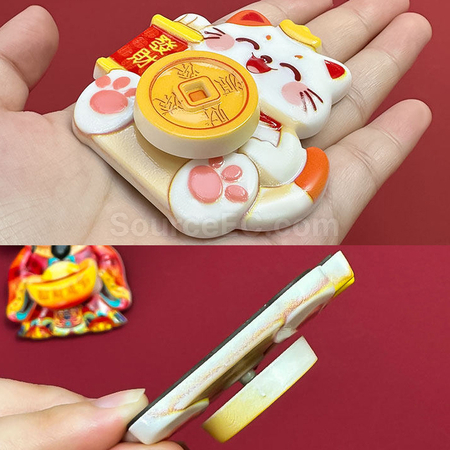 禮品訂造創意旋轉財神冰箱貼紀念品