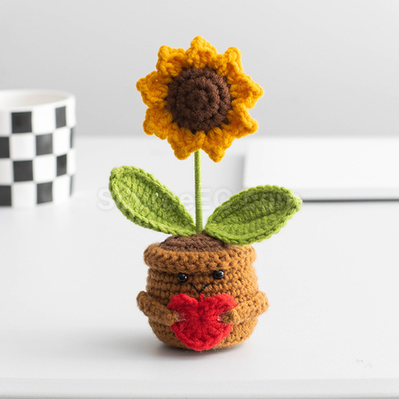 禮品訂造針織花朵植物盆栽紀念品
