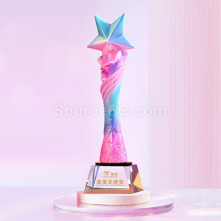 禮品訂造炫彩水晶獎座紀念品