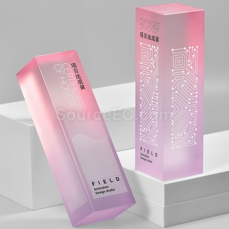 禮品訂造漸變水晶立柱獎盃紀念品