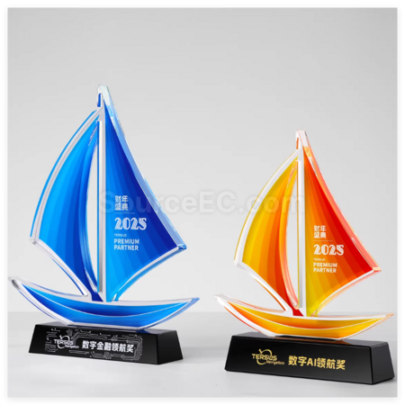 禮品訂造帆船水晶獎座紀念品