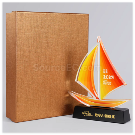 禮品訂造帆船水晶獎座紀念品