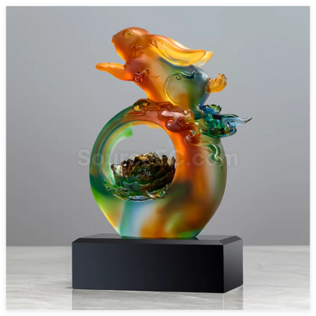 禮品訂造創意古法琉璃玉兔獎座紀念品