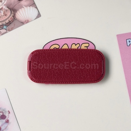 禮品訂造仿皮紋手機支架折疊鏡紀念品