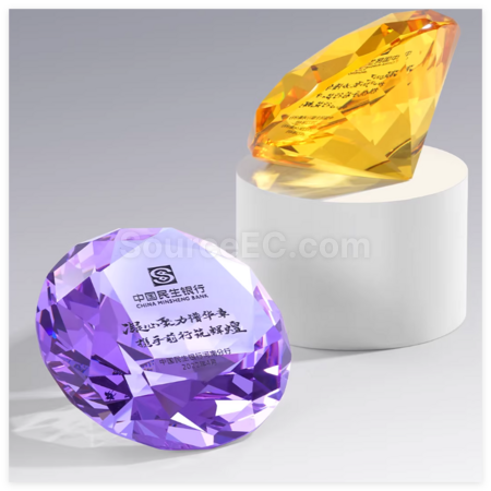 禮品訂造創意鑽石水晶獎座紀念品