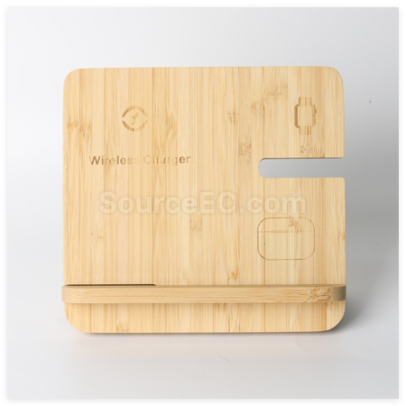 禮品訂造竹木三合一無線充電座紀念品