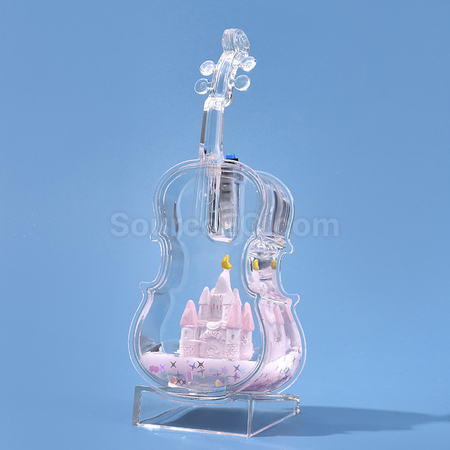 禮品訂造小提琴城堡流沙彩燈擺飾紀念品