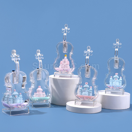 禮品訂造小提琴城堡流沙彩燈擺飾紀念品