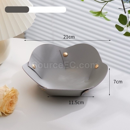 禮品訂造花朵形狀PU皮革摺疊收納盤紀念品