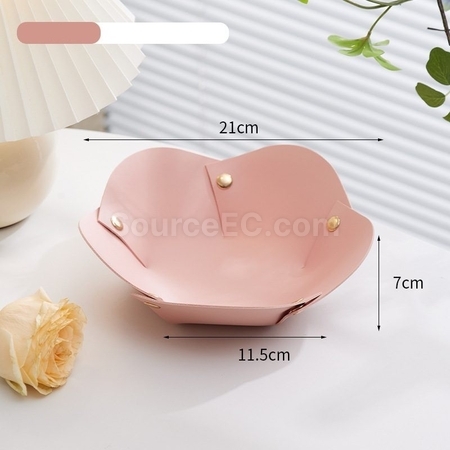 禮品訂造花朵形狀PU皮革摺疊收納盤紀念品