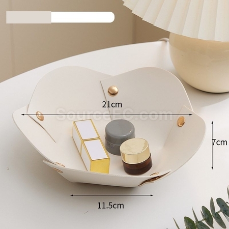 禮品訂造花朵形狀PU皮革摺疊收納盤紀念品