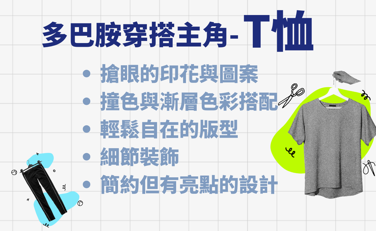 夏日穿搭,多巴胺穿搭,T恤,色彩搭配,時尚潮流,POLO恤