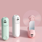 五合一（行動電源鏡子手電筒支架）手持風扇